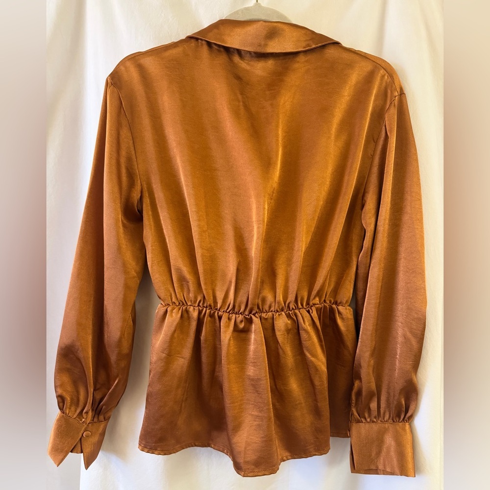 HYFVE Satin Wrap Top in Copper Women’s Small - Picture 3 of 3